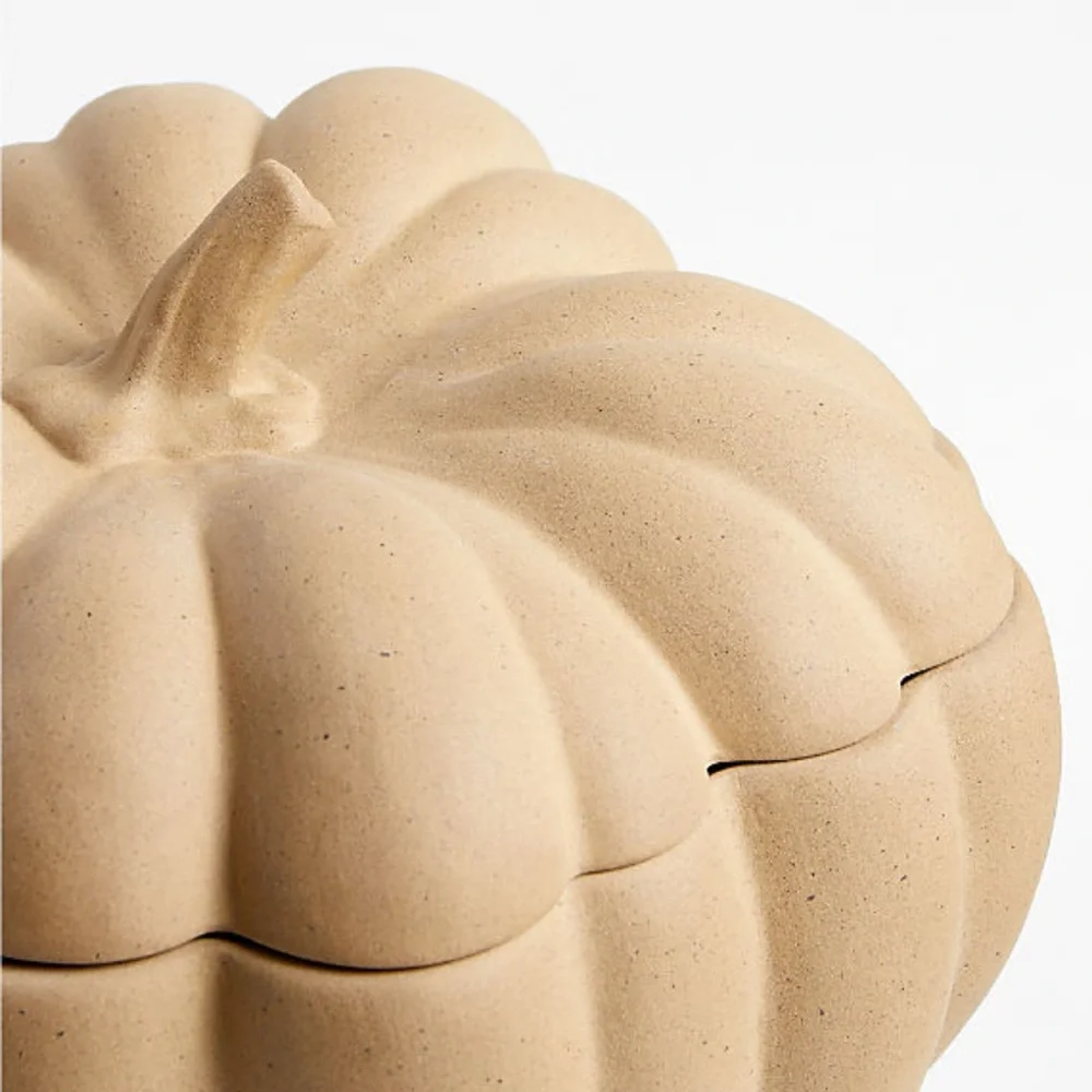 New! Crate&Barrel Ceramic Pumpkin Serving Bowl with Lid